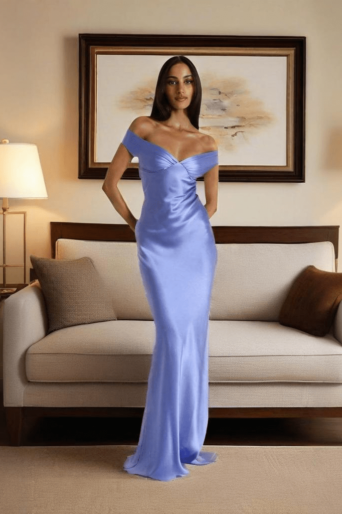 ZEYA - Katelyn Satin Off the Shoulder Maxi Dress