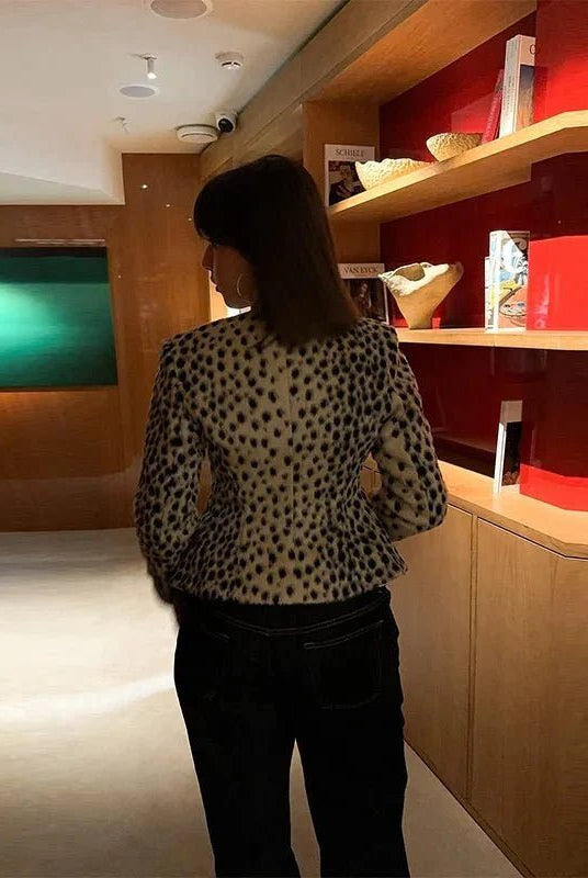 ZEYA - Katie Leopard Faux Fur Cropped Jacket