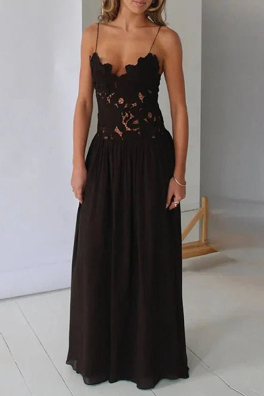 ZEYA - Kelli Lace Mesh Halter Evening Dress