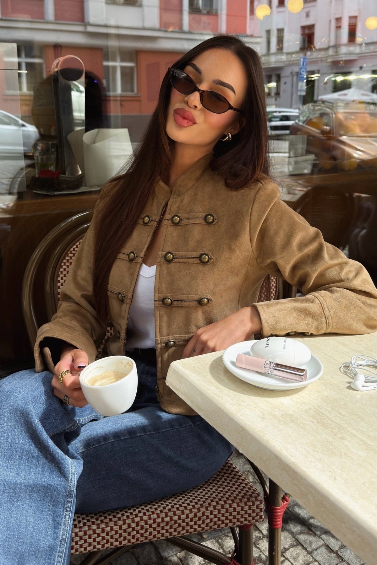 ZEYA - Kelly Faux Suede Napoleon Slim Jacket