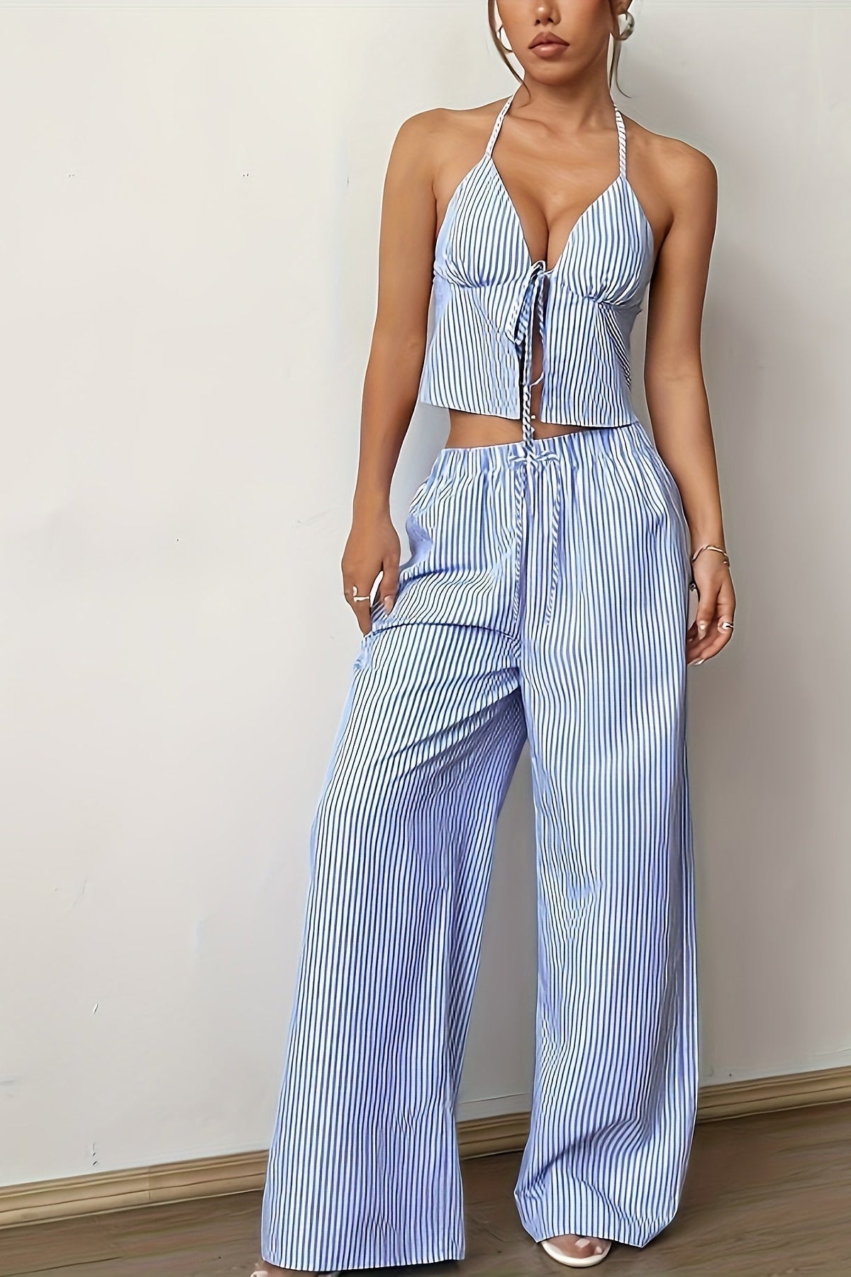 ZEYA - Kyra Striped Halter Top Set