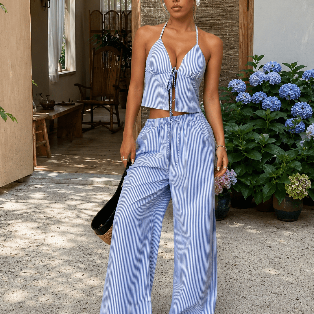ZEYA - Kyra Striped Halter Top Set