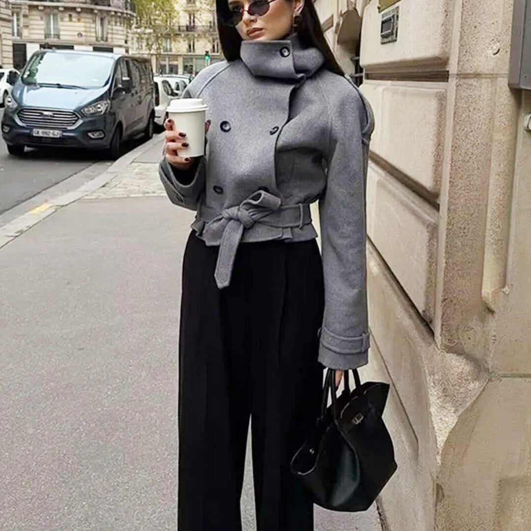 ZEYA - Lara Stand Collar Short Trench Coat
