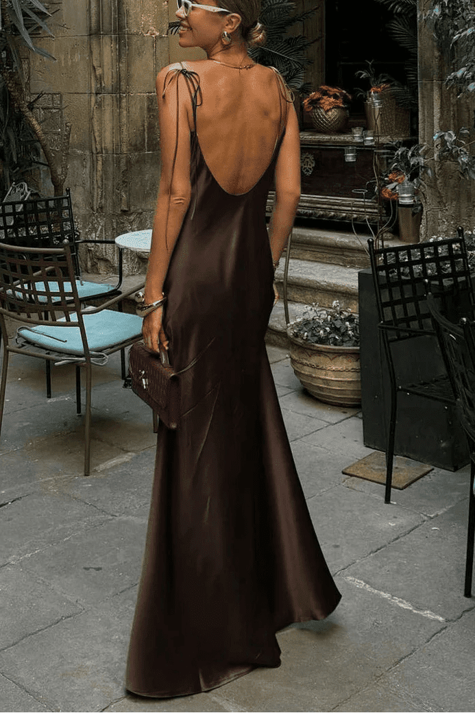 ZEYA - Leandra Backless Satin Maxi Dress