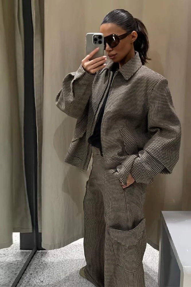 ZEYA - Lily Houndstooth Padded Blazer Set