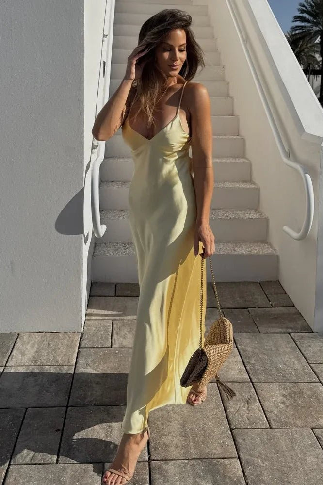 ZEYA - Liora Satin Backless Maxi Dress