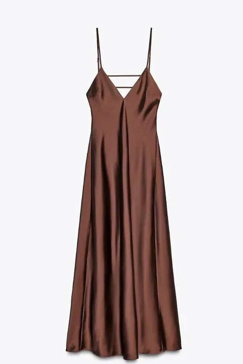 ZEYA - Liora Satin Backless Maxi Dress