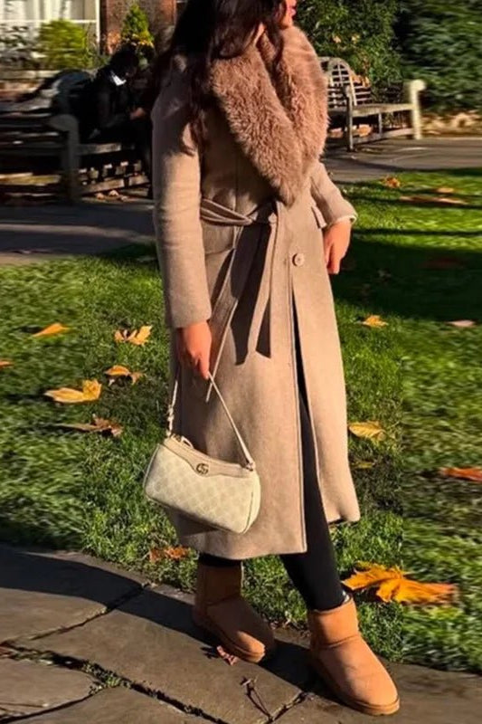 ZEYA - Lola Faux Fur Collar Maxi Coat