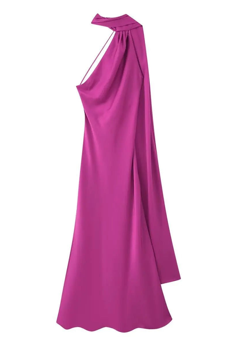 ZEYA - Loredana Halter Silk Satin Maxi Dress