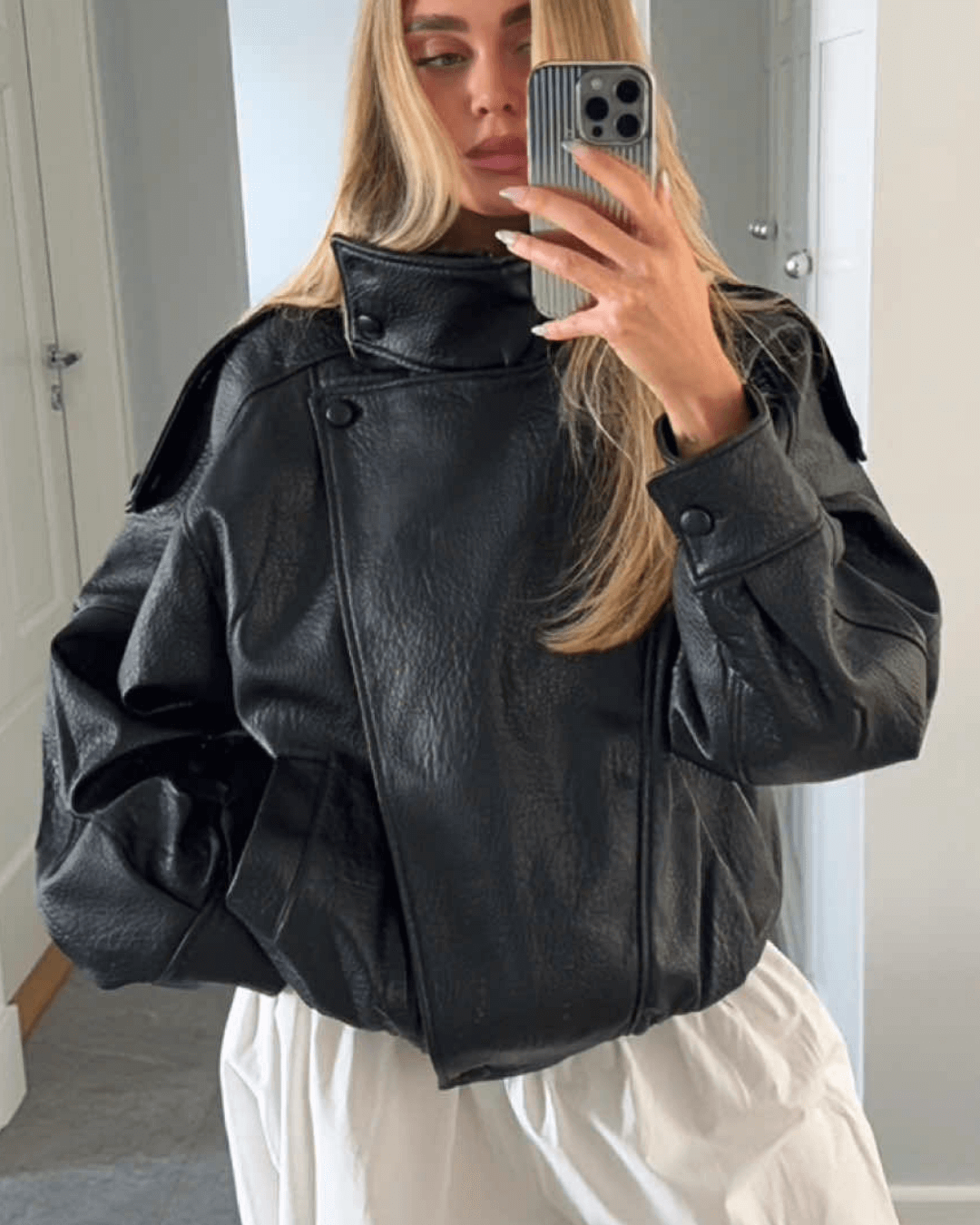 ZEYA - Lucille Asymmetrical Leather Jacket