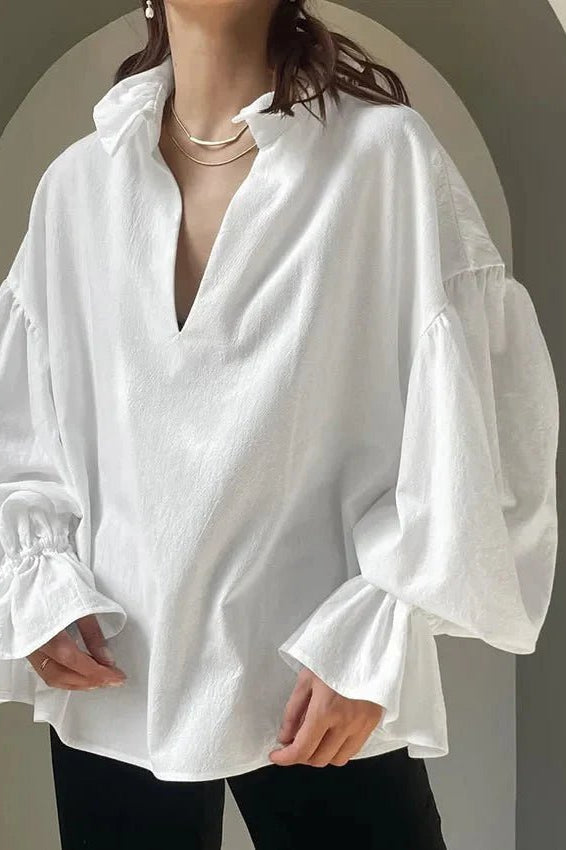 ZEYA - Mara V-Neck Puff Sleeve Blouse