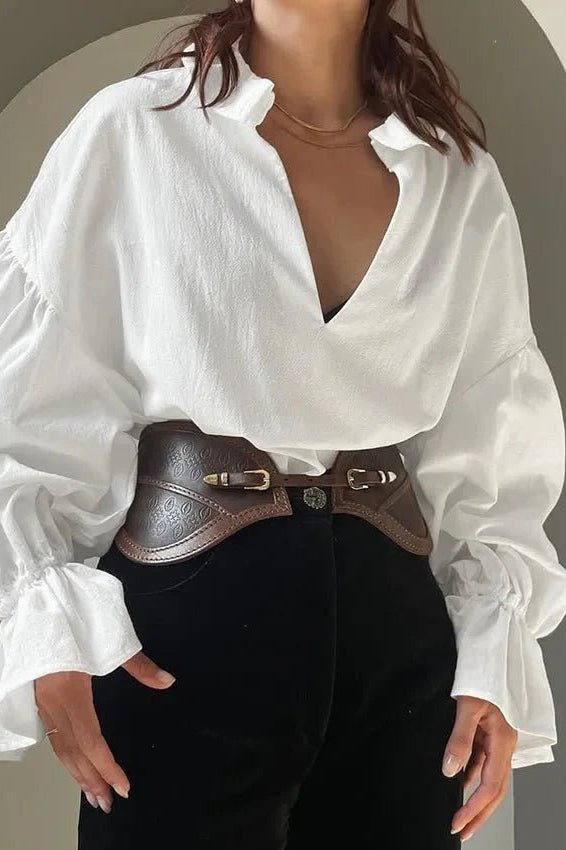 ZEYA - Mara V-Neck Puff Sleeve Blouse