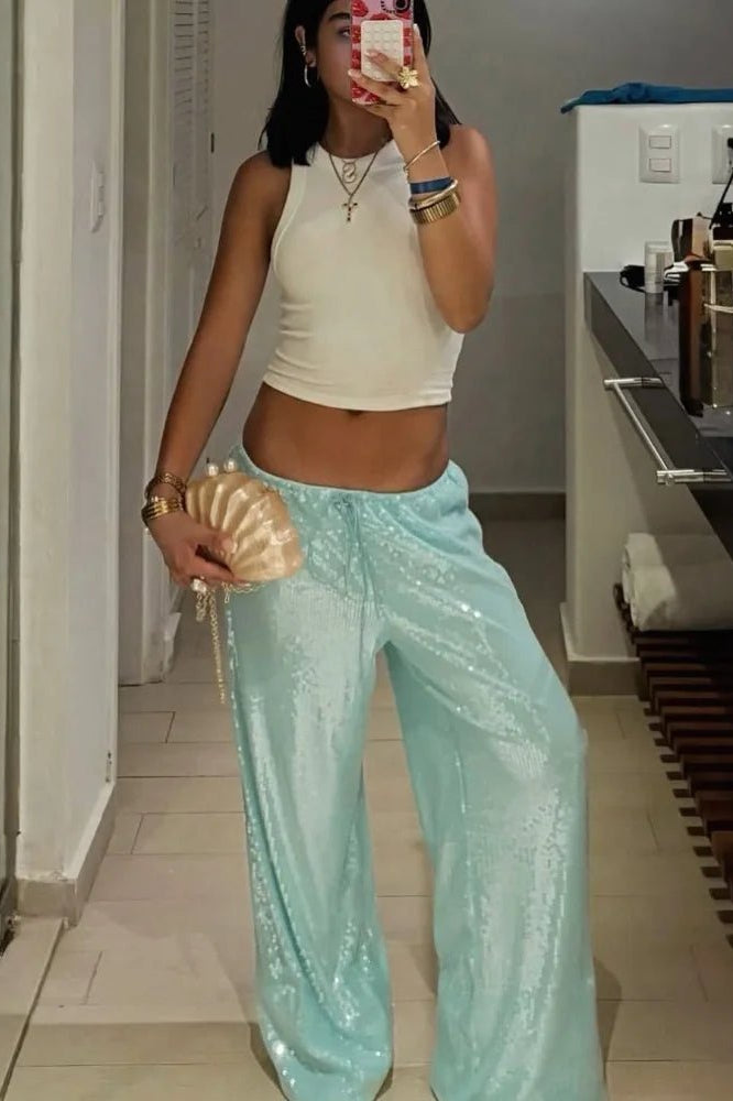 ZEYA - Margot Sequin Wide-Leg Trousers