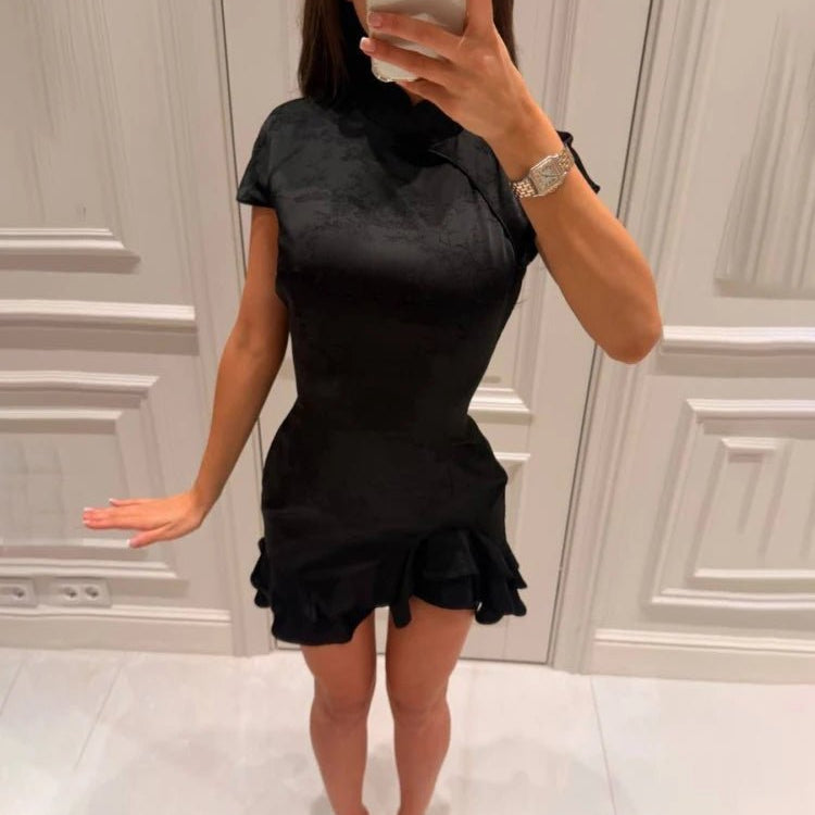 ZEYA - Mariana Satin Patchwork Lace Collar Dress