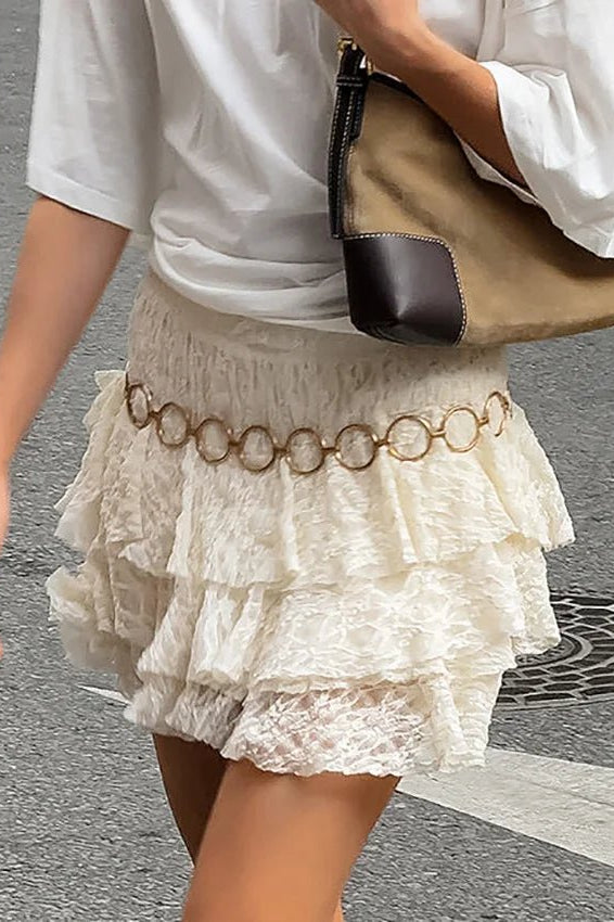 ZEYA - Mildred Tiered Lace Mini Skirt