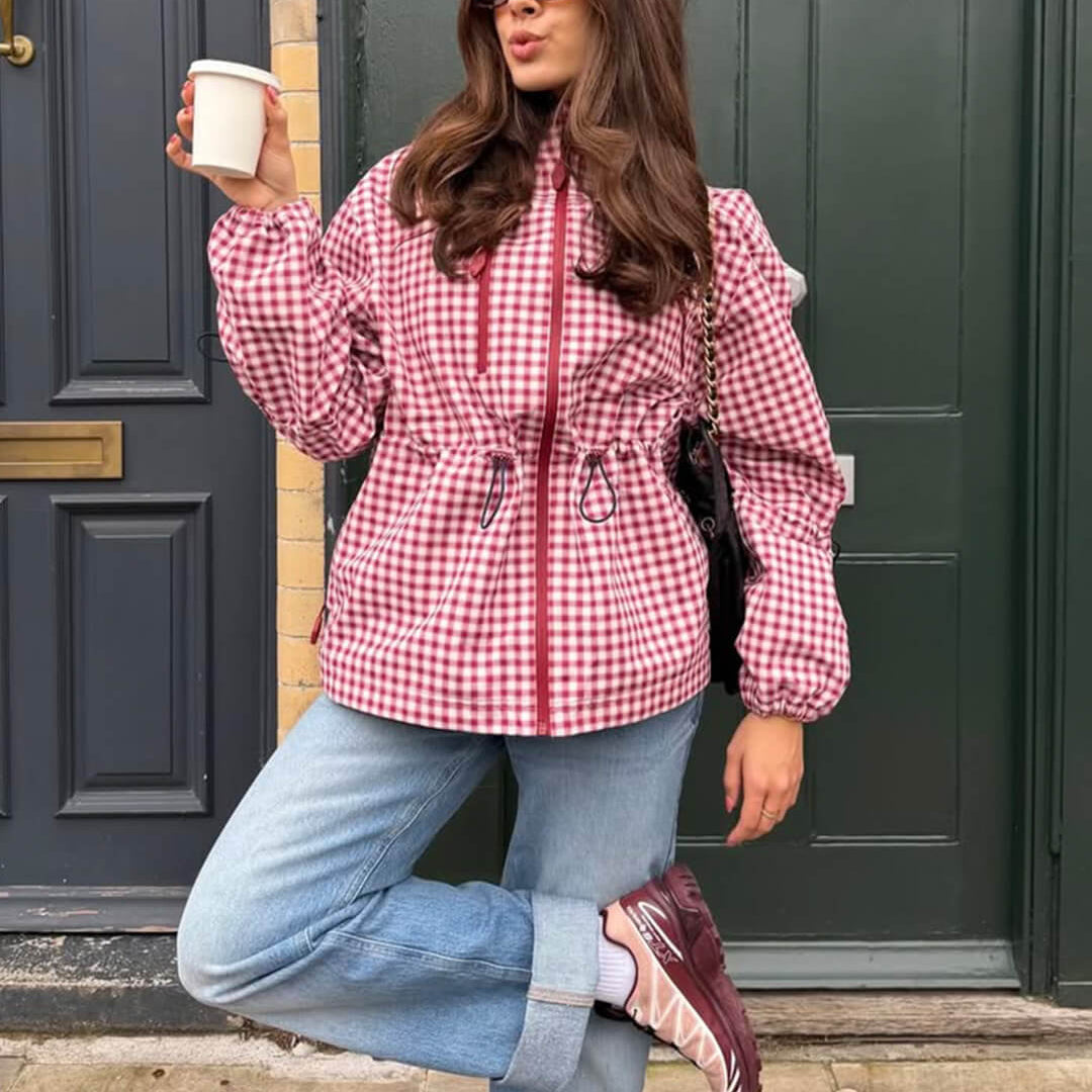 ZEYA - Miriam Plaid Hooded Trench Jacket