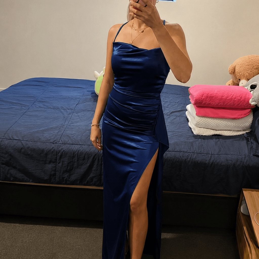 ZEYA - Monica Satin Open-Back Maxi Dress