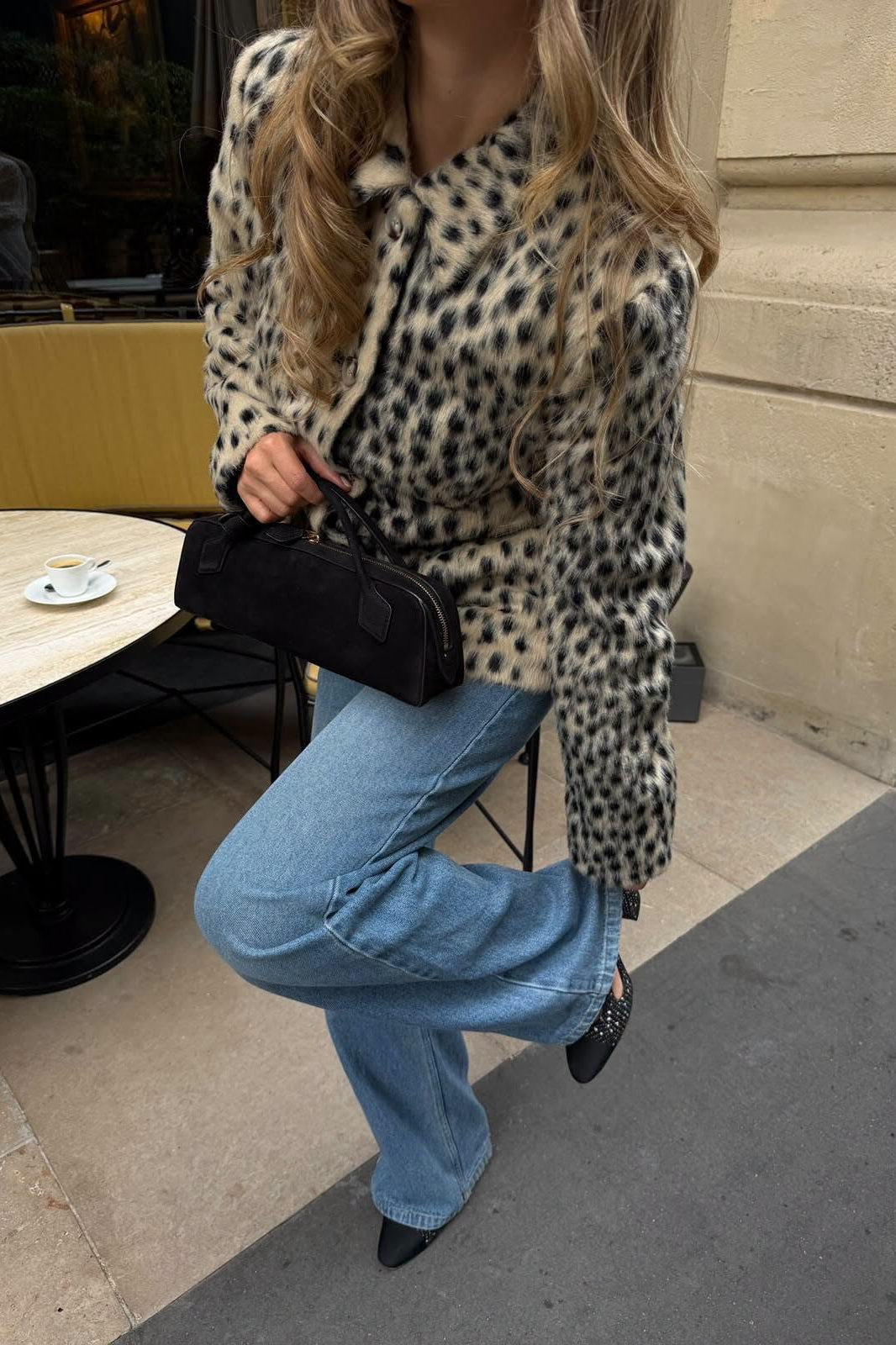 ZEYA - Natalie Leopard Faux Fur Lapel Coat