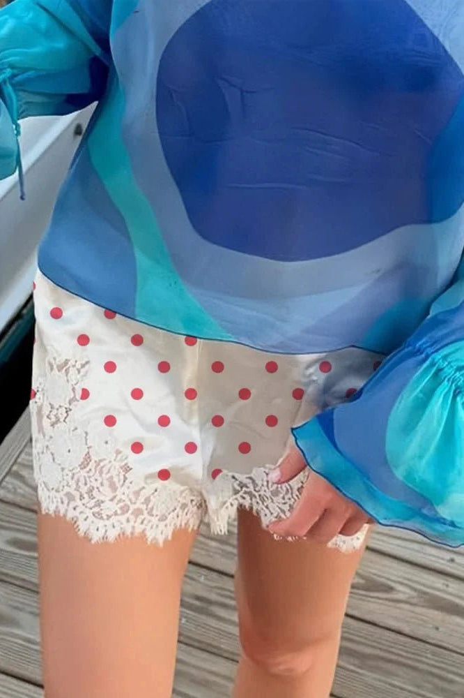 ZEYA - Natasha Polka Dot Lace Trim Shorts