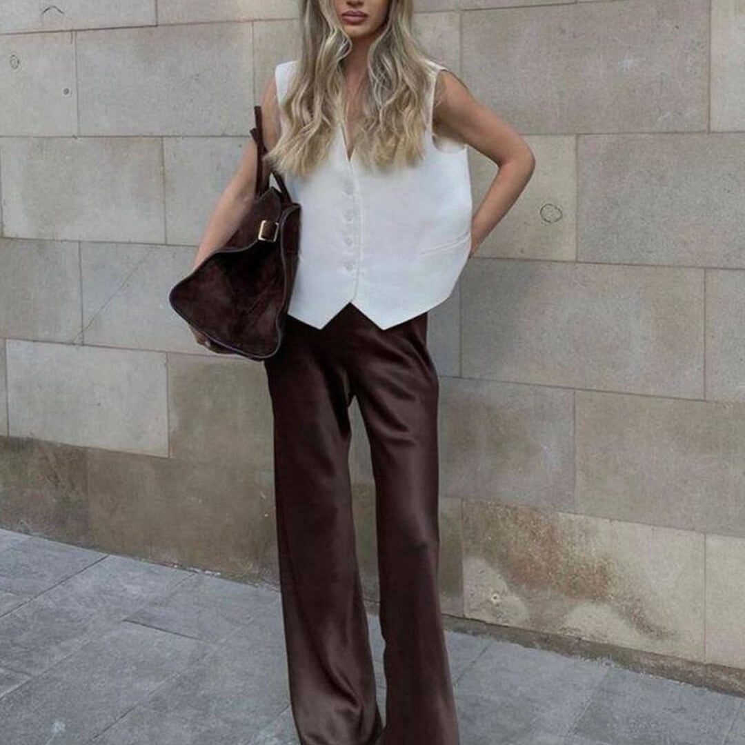 ZEYA - Nenita Wide Leg Satin Trousers