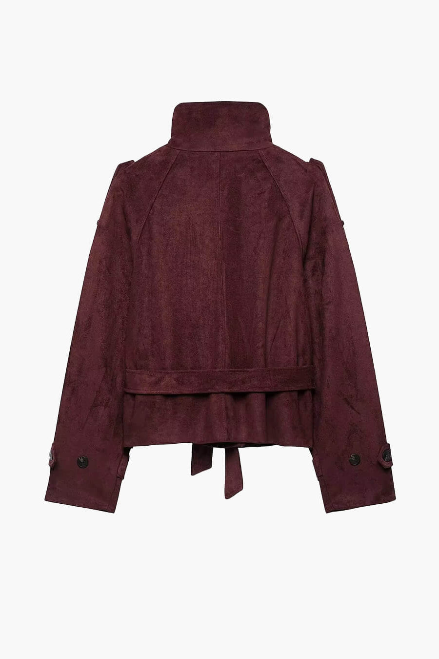 ZEYA - Nicole Funnel Neck Faux Suede Belted Jacket