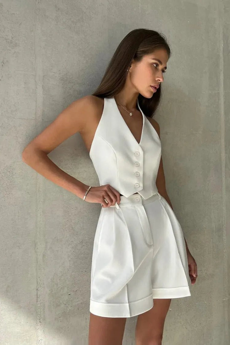 ZEYA - Nicole Tailored Halter Vest & Shorts Set
