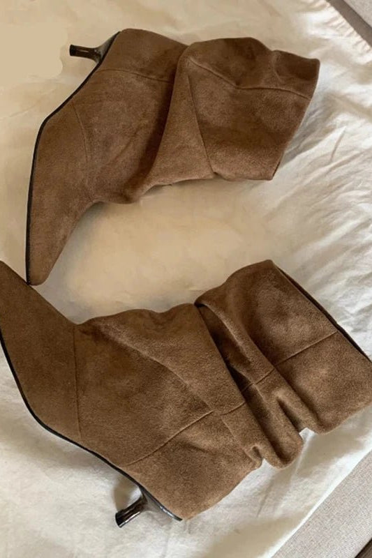 ZEYA - Nina Faux Suede Ruched Ankle Boots
