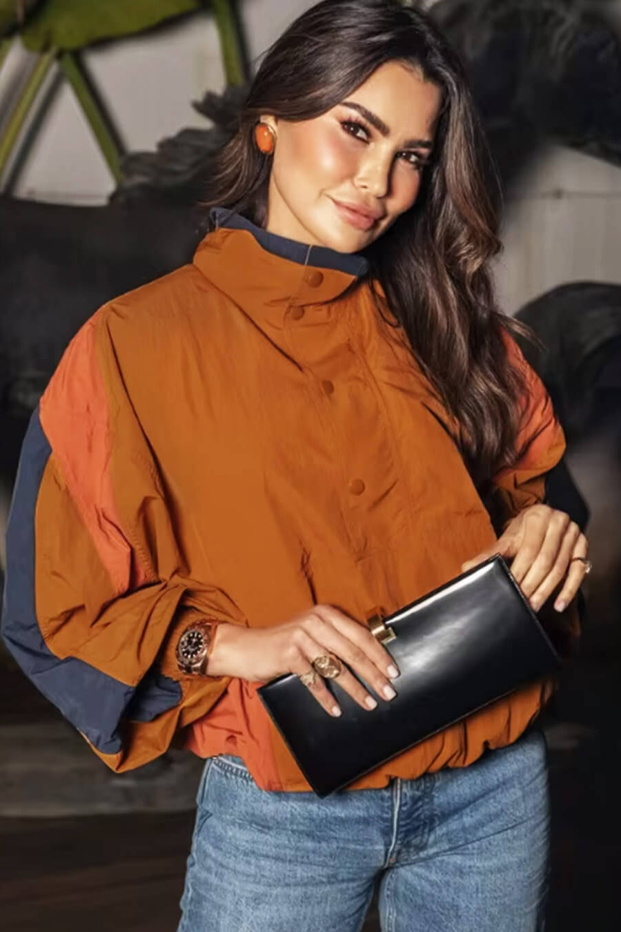 ZEYA - Olivia Oversized Colorblock Cropped Jacket
