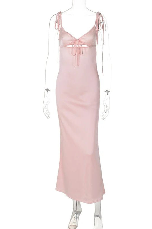 ZEYA - Renata Lace-Up Spaghetti Strap Maxi Dress