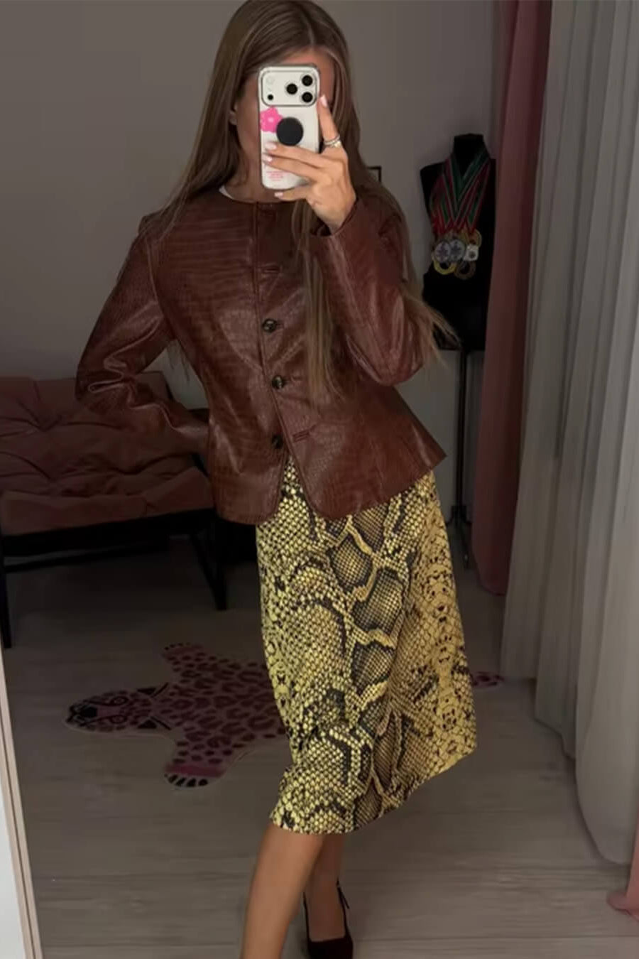 ZEYA - Ruth Croc Embossed Faux Leather Jacket