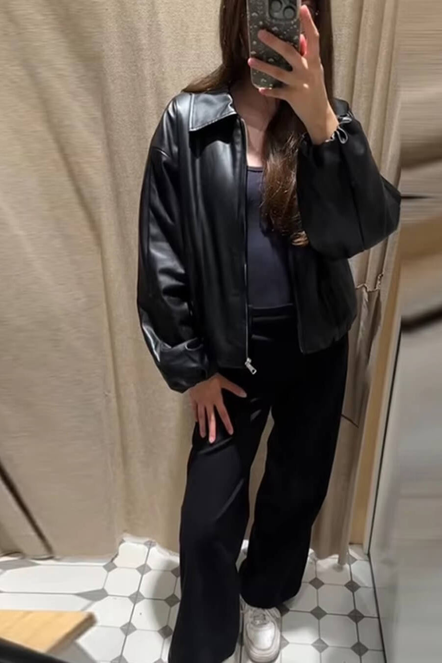 ZEYA - Sienna Faux Leather Bomber Jacket