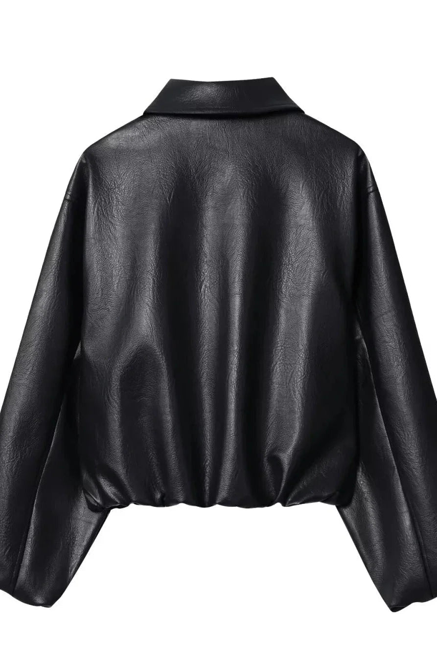 ZEYA - Sienna Faux Leather Bomber Jacket