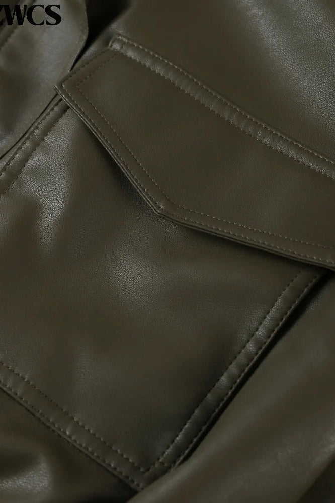 ZEYA - Sofia Faux Leather Bomber Jacket