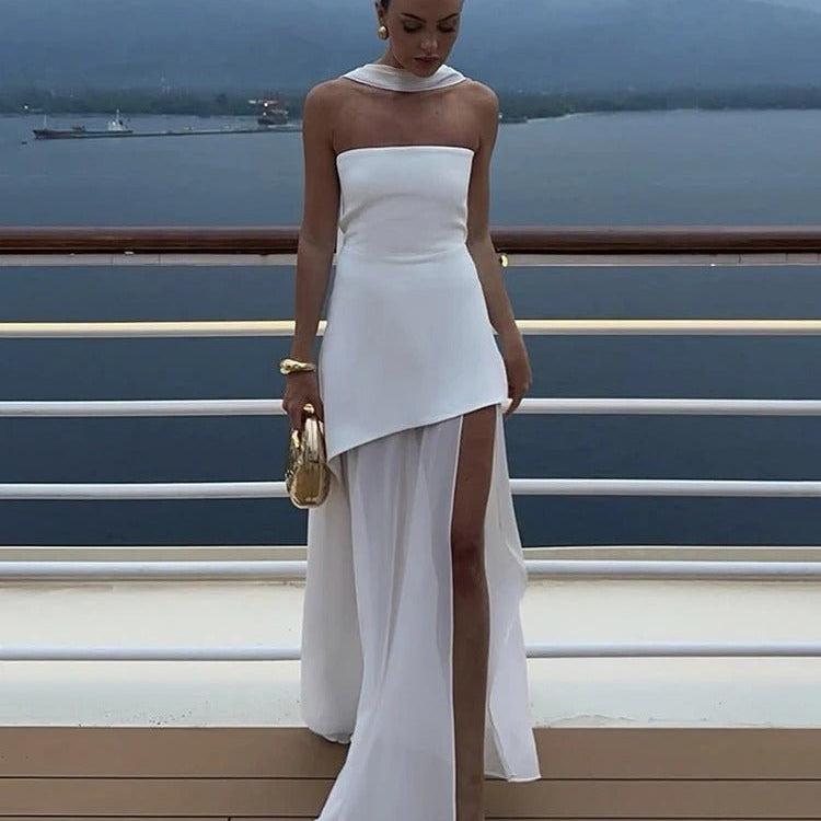ZEYA - Sophia Asymmetric Sheer Maxi Dress