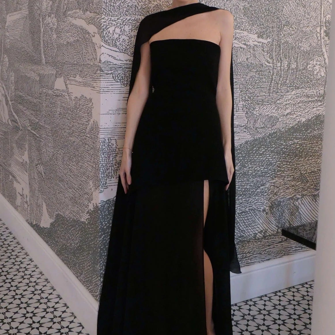 ZEYA - Sophia Asymmetric Sheer Maxi Dress