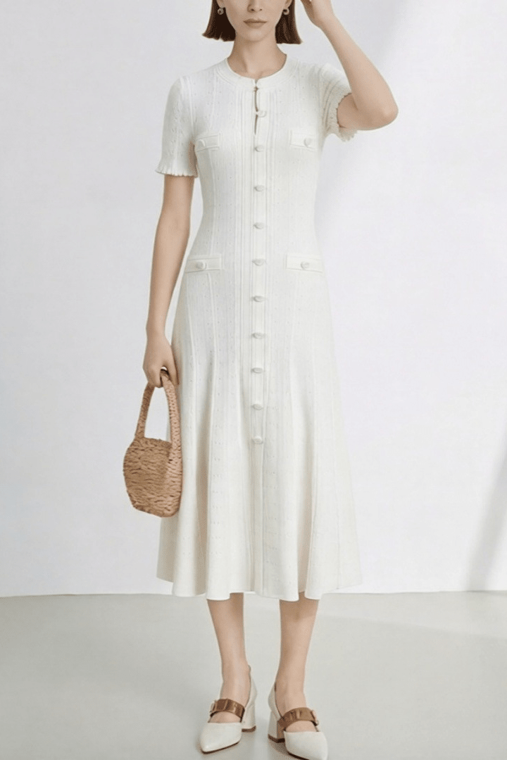 ZEYA - Soraya French V - Neck Knitted Slit Dress