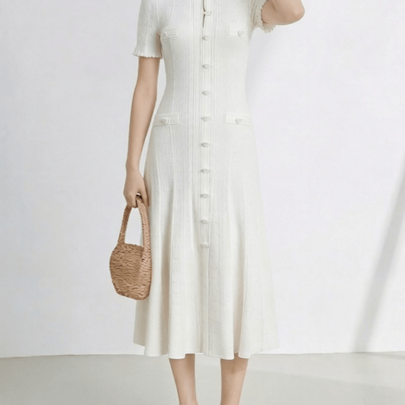 ZEYA - Soraya French V - Neck Knitted Slit Dress