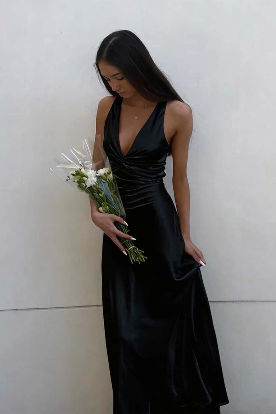ZEYA - Venus Satin Open Back Maxi Dress
