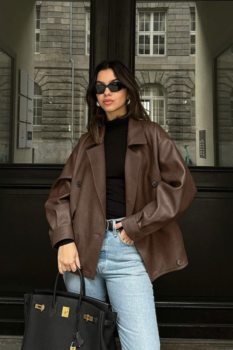 Cappotto Helen in ecopelle vintage