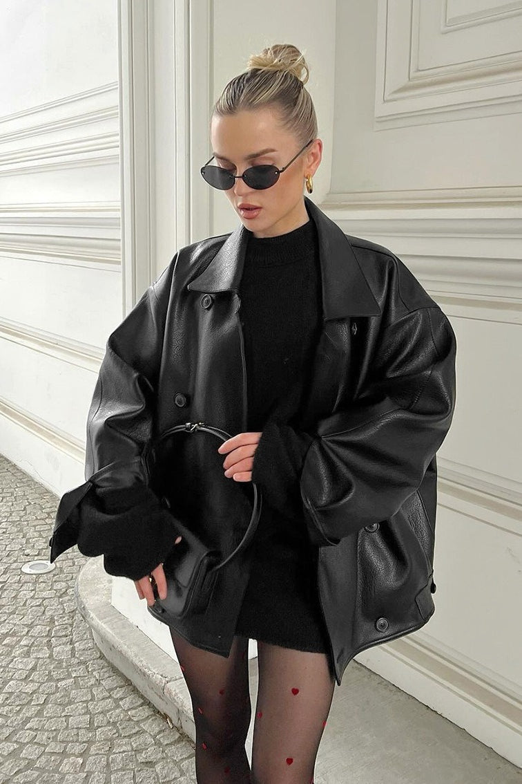 Cappotto Helen in ecopelle vintage