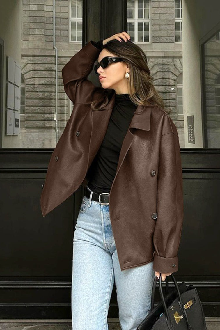Cappotto Helen in ecopelle vintage