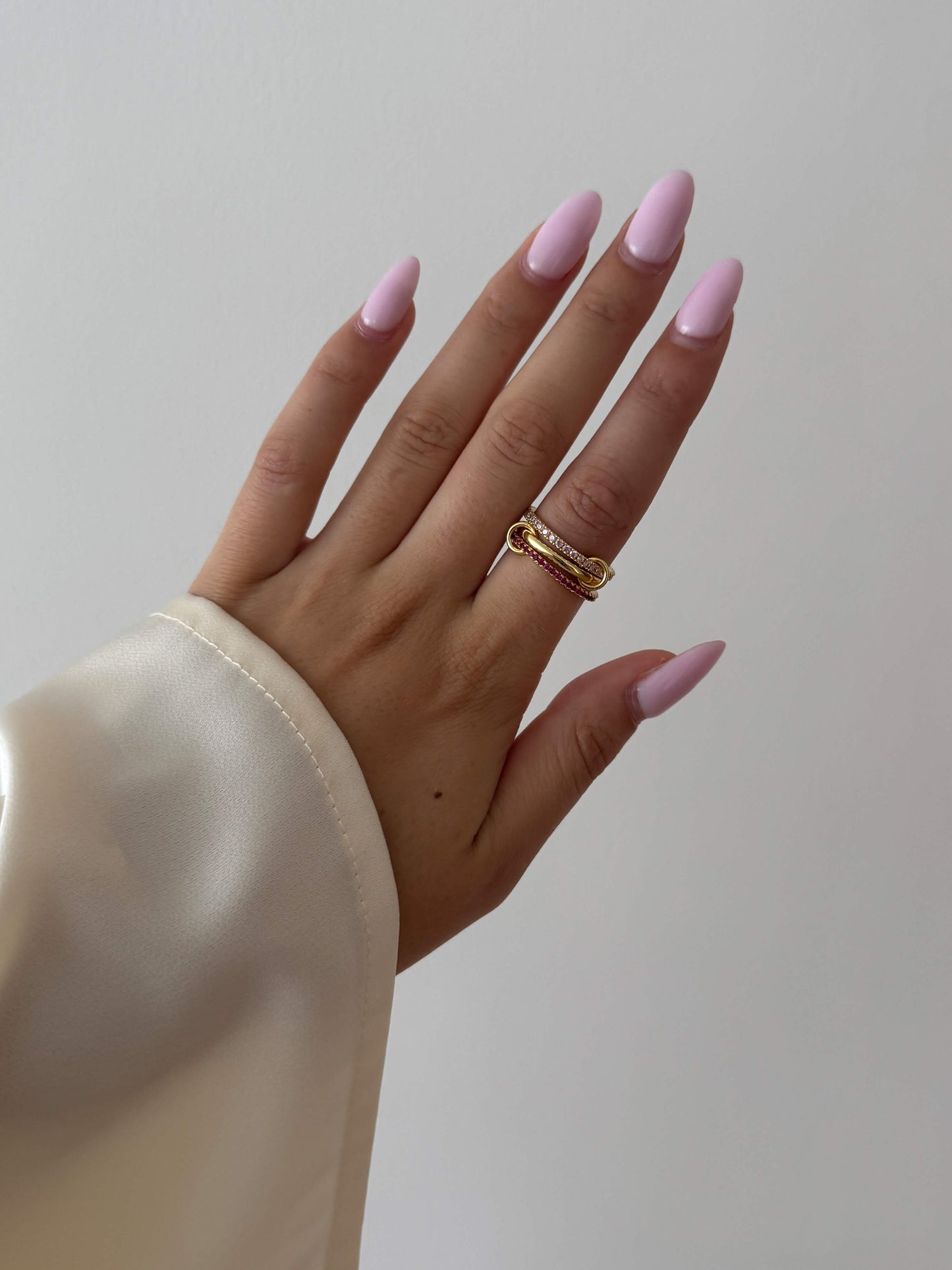 Anello Impilato con Strass Rosa Rosato
