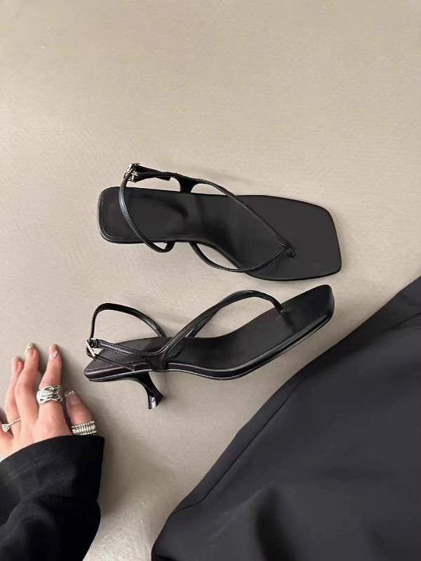 Celeste sandali minimal con tacco alto