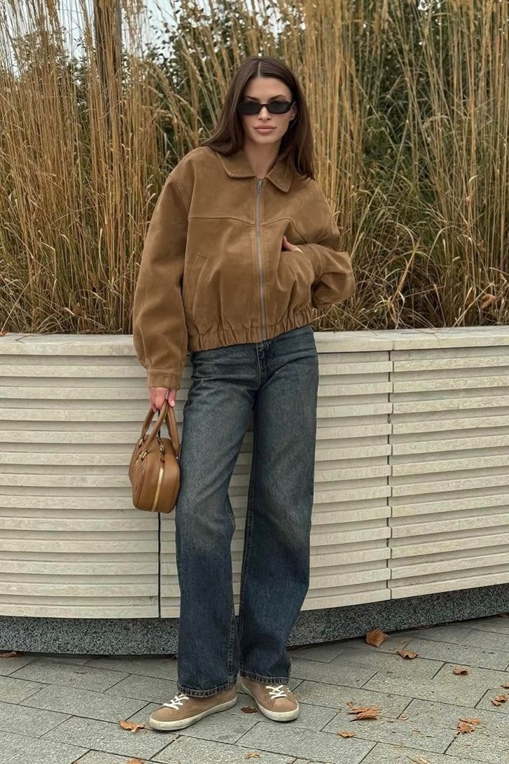 Giacca bomber con zip in suede Daniela
