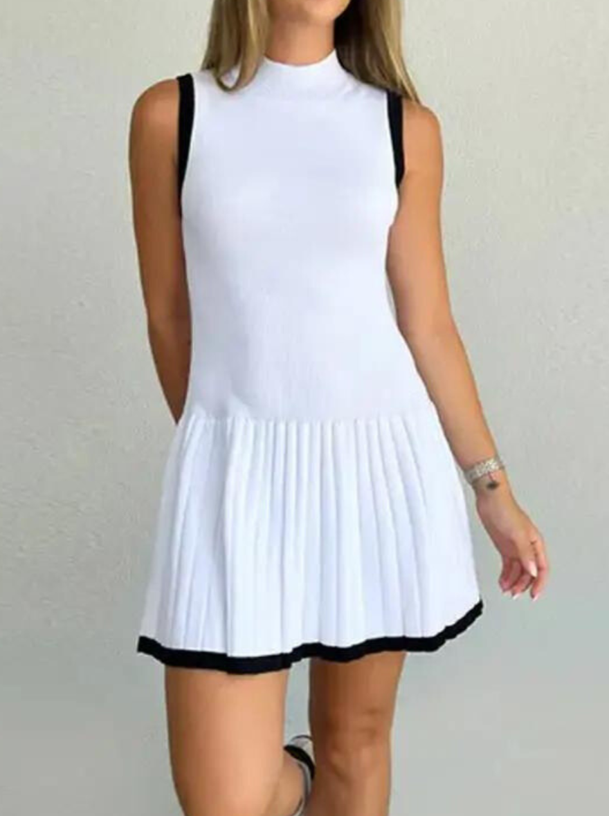 Abito a maglia Sophie a vita bassa con contrasto