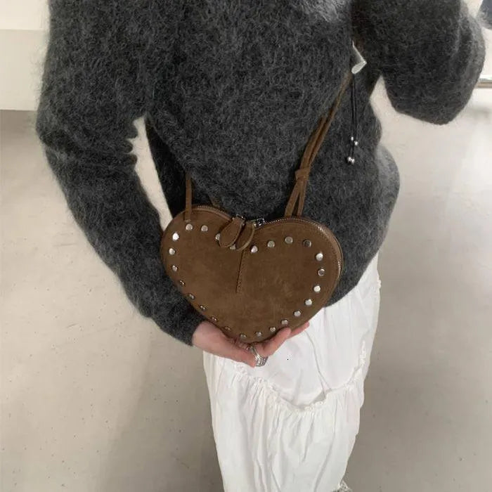 Borsa a tracolla Esther vintage in finta pelle scamosciata