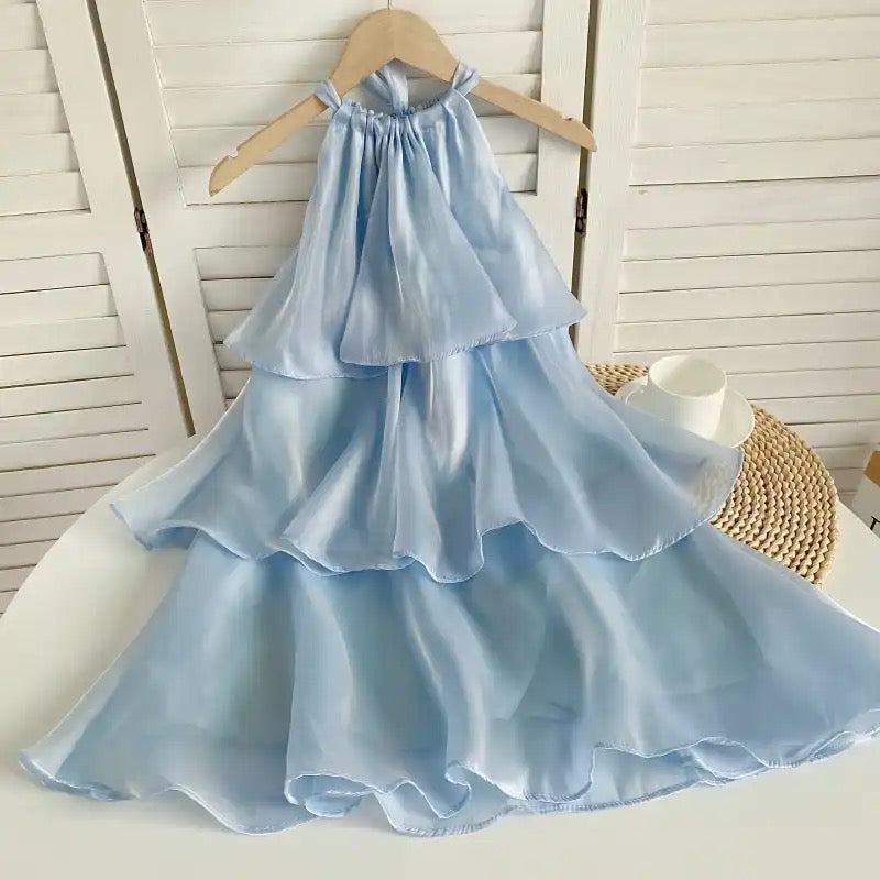 Vestito corto halter in organza Sophia