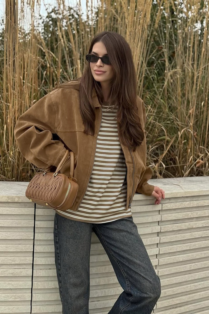 Giacca bomber con zip in suede Daniela