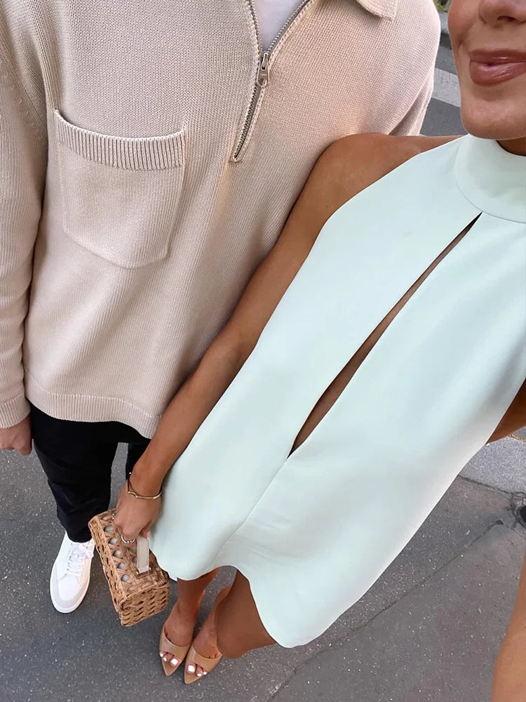 Sophia Halter abito corto a collo alto