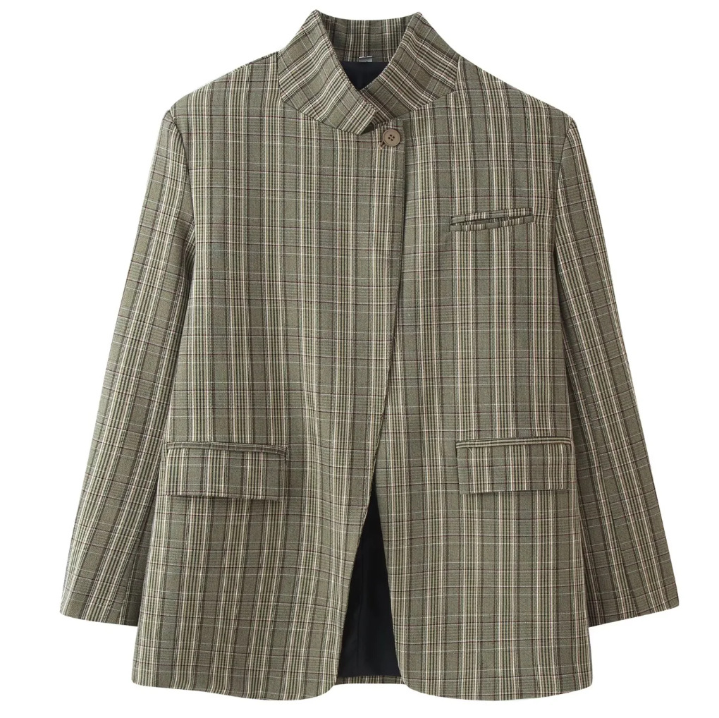 Blazer a quadri con collo alto Melanie